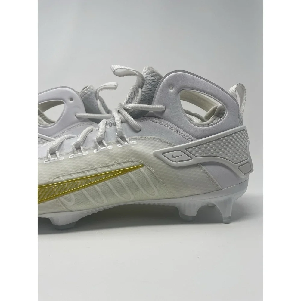 Nike Huarache 9 Elite LAX Mid Lacrosse Cleats White Gold Men's Size 12.5‎ New